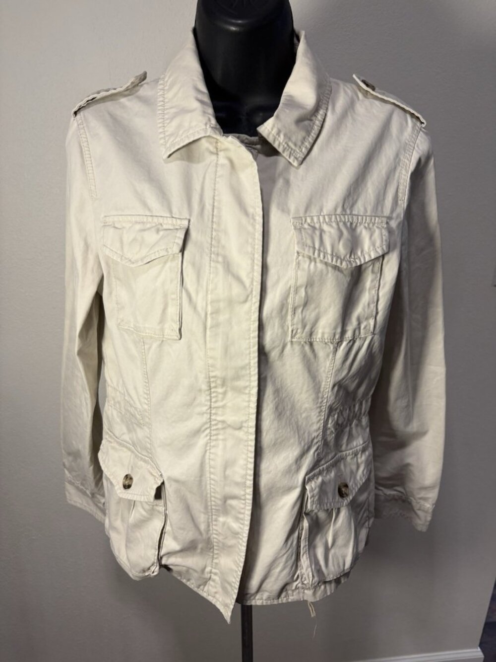 Banana Republic Womens Size S Cream Jacket Utility Style Zipper